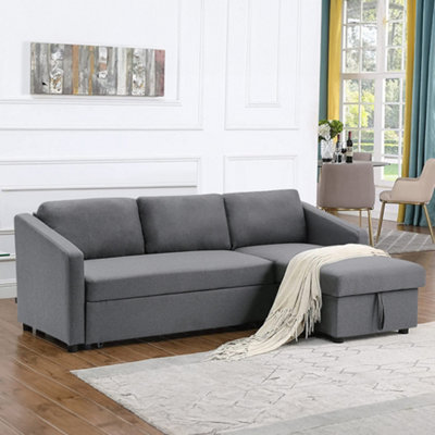 l shaped grey lounge
