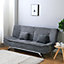 Livingandhome Grey 3 Seats Shell Recliner Sofa Bed with 2 Pillows