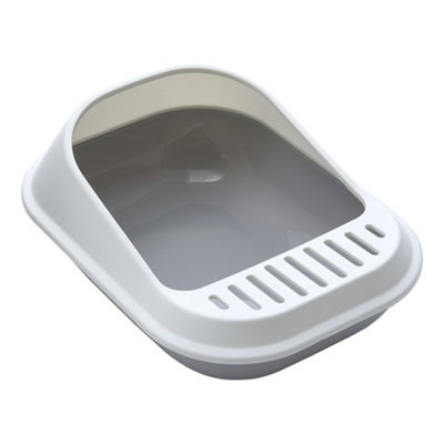 Livingandhome Grey Cat Litter Box Kitten Litter Tray with Rim and Scoop ...