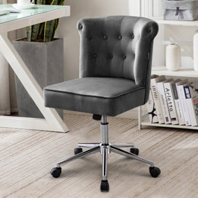 Livingandhome Grey Classic buttoned Back Linen Office Chair