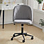 Livingandhome Grey Contemporary Mid Back Office Chair Velvet Upholstery Swivel Office Chair