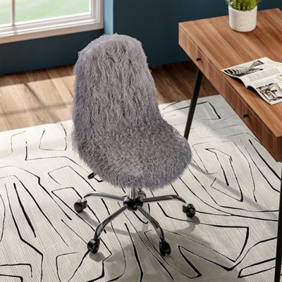 Gray faux best sale fur chair