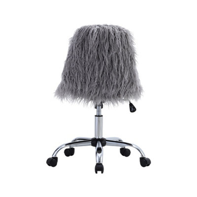 Livingandhome Grey Cute Faux Fur Swivel Adjustable Home Ergonomic