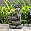 Livingandhome Grey Fairy LED Lighted Resin Garden Water Fountain Water Feature with Solar Panel