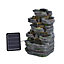 Livingandhome Grey Faux Rock Solar Power Resin Garden Water Fountain Water Feature with LED Lights