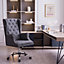 Livingandhome Grey High Back Design Ergonomic Executive Linen Office Chair