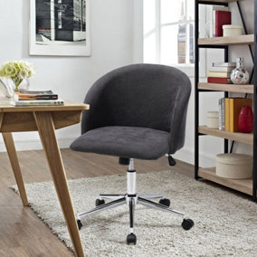 Livingandhome Grey Home Office Velvet Upholstered Swivel Chair with Castors