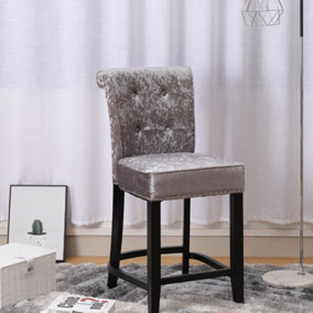 Livingandhome Grey Ice Velvet Bar High Chair With Pull Ring