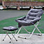 Livingandhome Grey Indoor Outdoor Moon Chair with Footstool