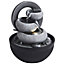 Livingandhome Grey LED Lighted Electricity Garden Fountain Resin Water Feature with Recirculating Pump 25 cm