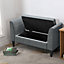Livingandhome Grey Linen Buttoned Storage Bed End Bench