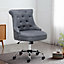 Livingandhome Grey Linen Office Chair Exquisite Line 5 Claw Metal Legs
