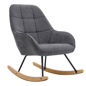 Livingandhome Grey Linen Rocking Chair Rocker Relaxing Chair Occasional Armchair