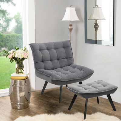  ATMOSPHERA CREATEUR D'INTERIEUR 44 cm Grey Atmosphera Taho  Collection Oak Legs Chair, cm : Home & Kitchen