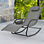 Livingandhome Grey Modern Steel Outdoor Lounge Rocking Chair with Pillow
