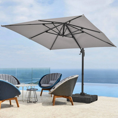 Livingandhome Grey Outdoor Large Square Tilting Canopy Cantilever ...