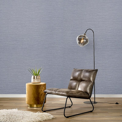 Grandeco Twill Plain Fabric Textured Wallpaper, Light Grey Taupe