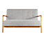Livingandhome Grey Retro Wooden Frame Double Seat Sofa with Backrest