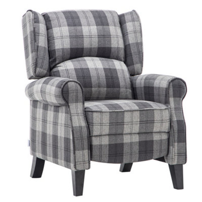 Grey tartan recliner online chair