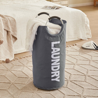 Livingandhome Grey Waterproof Collapsible Laundry Bag with Padded ...