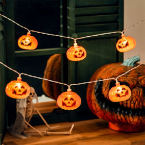 Livingandhome Halloween Pumpkin 3M LED String Lights Battery Operated Decor Warm White