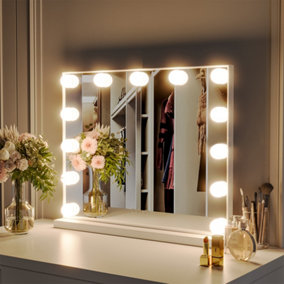 Livingandhome Hollywood Makeup Mirror with 13 Dimmable LED Bulbs for Bedroom 50cm x 42cm