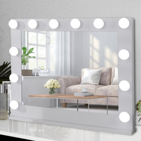 Livingandhome Hollywood Style LED Lighted Makeup Mirror with 12 Bulb 67 x 80 cm