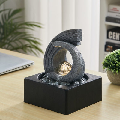 Livingandhome Indoor Relaxation Water Fountain with LED Ball Office Home Decor
