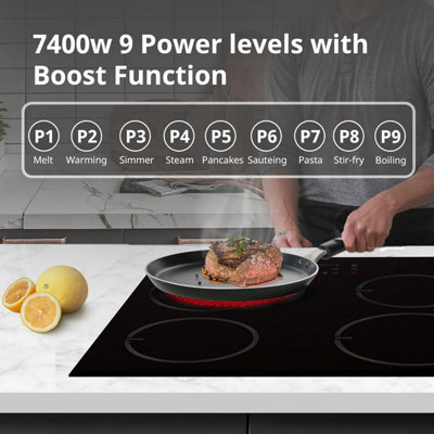 Livingandhome Induction Hob 7400 Watt with 4 Zones Induction Stove