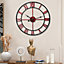 Livingandhome Industrial Silent Metal Wall Clock with Roman Numerals 47cm