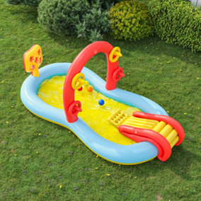 Livingandhome Inflatable Ring Ball Toss Play Center Wading Pool with Slide