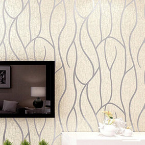 Livingandhome Irregular Geometric Stripes Detachable Wallpaper