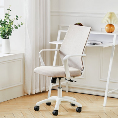 Wood and white office chair hot sale