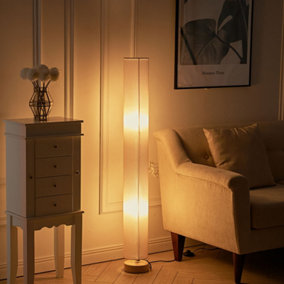 Livingandhome Khaki Modern Wooden Column Floor Lamp Lighting 120CM