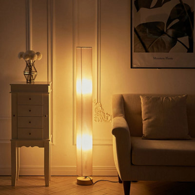Livingandhome Khaki Modern Wooden Column Floor Lamp Lighting 120CM