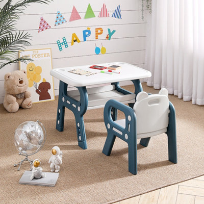 Livingandhome Kids Table and Chair Set Desk and Chair Set Height ...