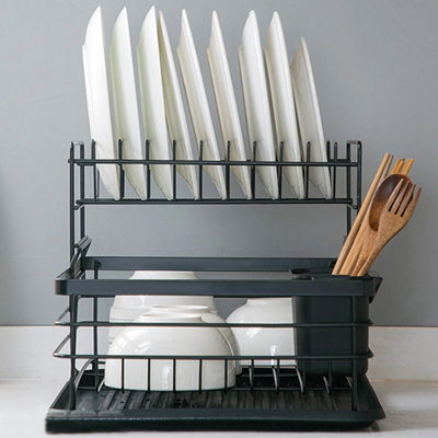 Livingandhome Kitchen 2 Tier Metal Dish Drainer Rack Sink Washing ...