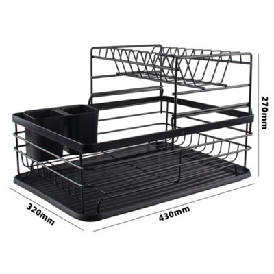 Livingandhome Kitchen 2 Tier Metal Dish Drainer Rack Sink Washing Plates Draining Board DIY at B Q