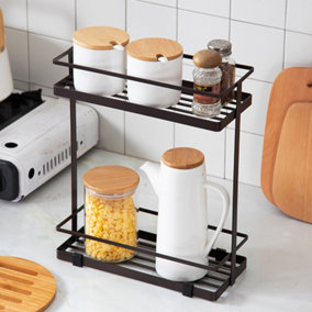Livingandhome Kitchen 2-Tier Spice Cabinet Rack Organizer Bathroom Countertop Stand Racks