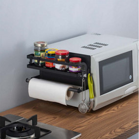 Livingandhome Kitchen Magnetic Storage Shelf Organiser with Paper Roll Cling File Holder