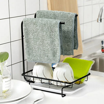 Sink Sponge Holder With Double Hook, Stainless Steel Sink Caddy