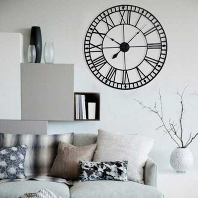 Livingandhome Large Decorative Metal Roman Numeral Skeleton Wall Clock 40cm