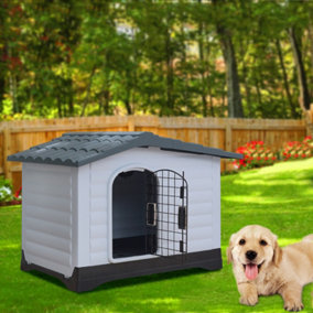 Livingandhome Large Dog Kennel Outdoor Indoor Pet Plastic Garden House 91x69x66cm