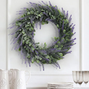 Livingandhome Lavender Wreaths for Front Door for Wall Window Party Wedding Decor Decoration Home 420mm