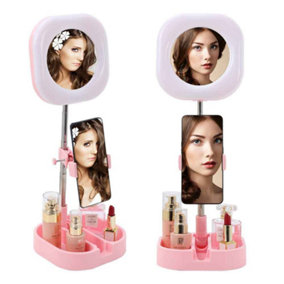 Livingandhome LED Ring Desk Top Makeup Mirror