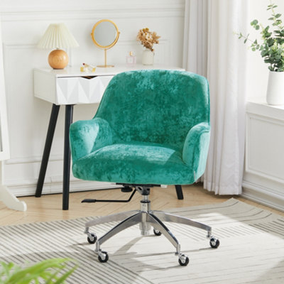 Livingandhome Light Green Adjustable Ice Velvet Swivel Office Chair