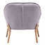 Livingandhome Light Grey Faux Wool Scallop Back Armchair with Wooden Legs and a Cushion