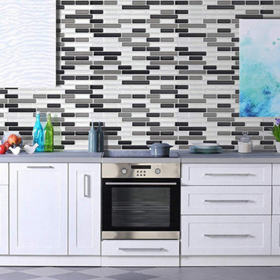 Livingandhome Long Mosaic 3D Indoor Kitchen Background Drop Anti Oil Wall Decal