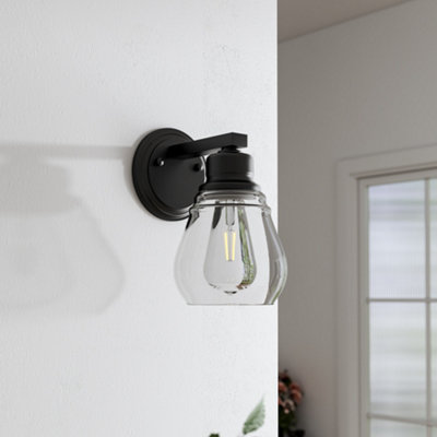 Livingandhome Matte Black 1 Light Bathroom Vanity Sconce Wall