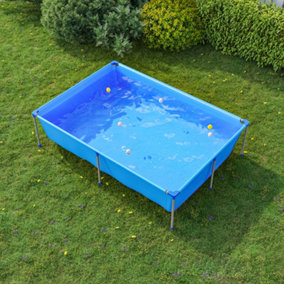 Livingandhome Mini Rectangular Metal Frame Kids Outdoor Above Ground Swimming Pool W 750 x D 365 x H 170 mm